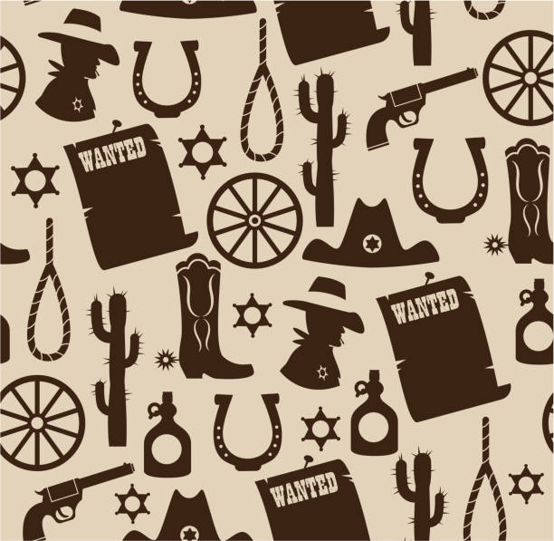 ilustraciones, imágenes clip art, dibujos animados e iconos de stock de western patrón sin costuras - horseshoe seamless backgrounds vector