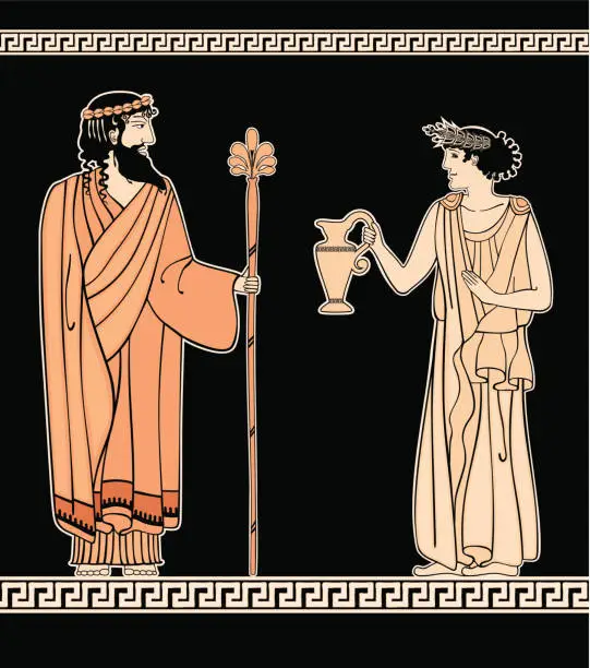 Vector illustration of Greek ornament Women and men