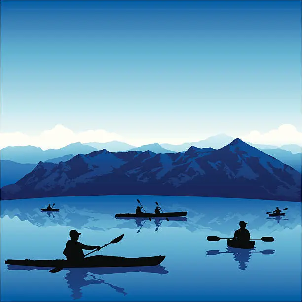 Vector illustration of Kayaking Background