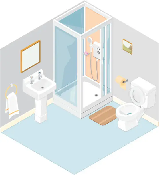 Vector illustration of Isometric Bathroom