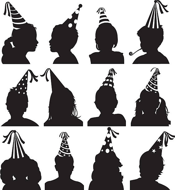 strona dzieci - party hat silhouette symbol computer icon stock illustrations