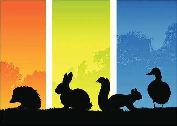Vector illustration of Small country animal silhouettes