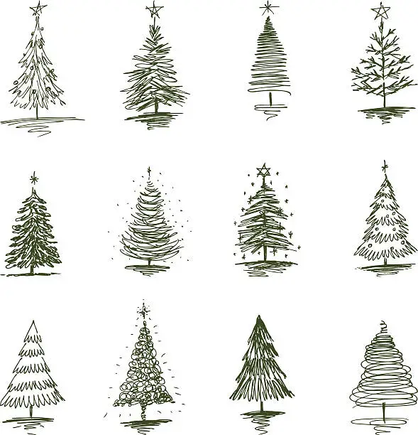 Vector illustration of Christmas Trees