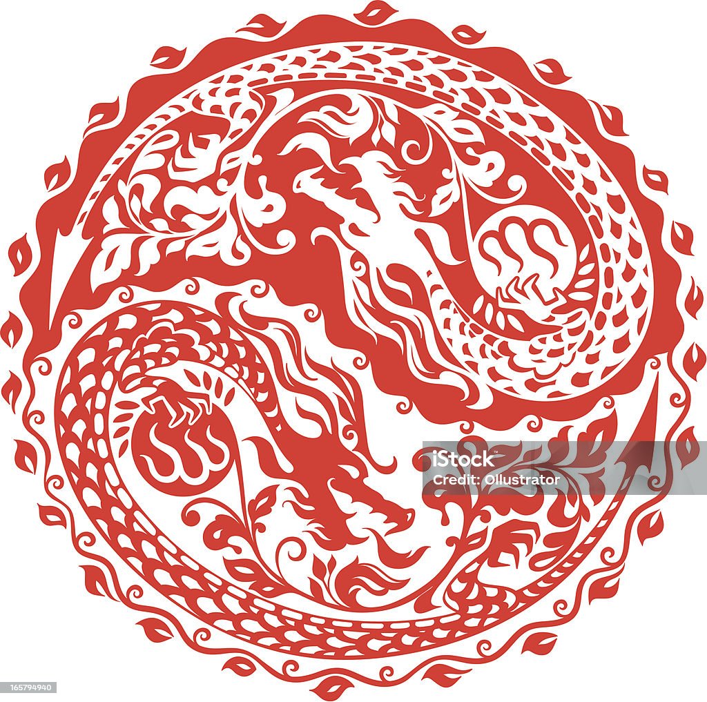 中国の竜 2012 年（レッド） - 竜のロイヤリティフリーベクトルアート