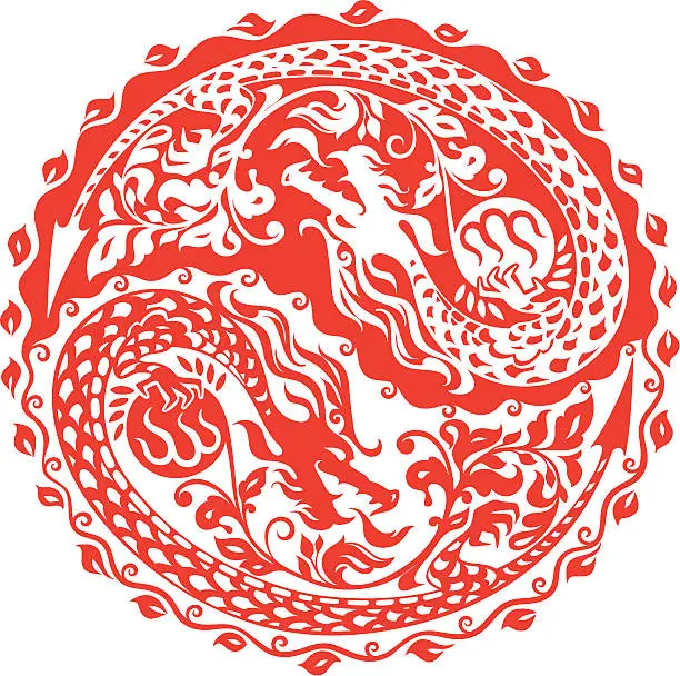 Vector illustration of Chinese year of the dragon 2012 (red)