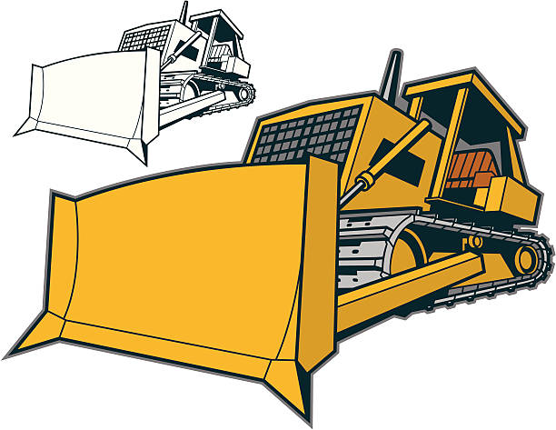 ilustrações, clipart, desenhos animados e ícones de bulldozer - bulldozer