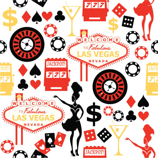 Las Vegas Seamless Pattern A repeatable pattern of Las Vegas images. See below for a similar icon montage. roulette icon stock illustrations