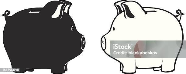 Schwarze Und Weiße Sparschwein Stock Vektor Art und mehr Bilder von Kontur - Kontur, Sparschwein, Ersparnisse