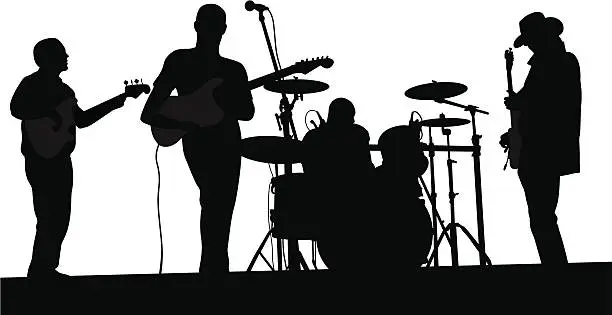 Vector illustration of Live Band Vector Silhouette