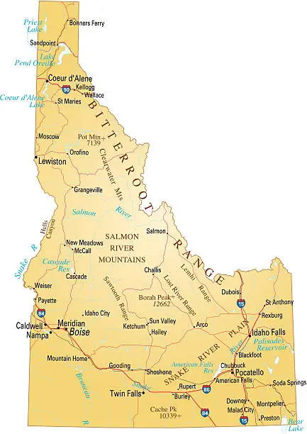 Vector illustration of Map of Idaho