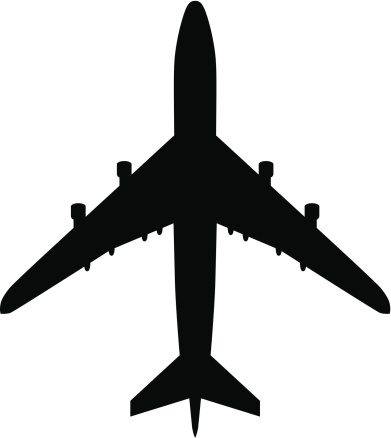 Airport symbol, or plane silhouette from above.