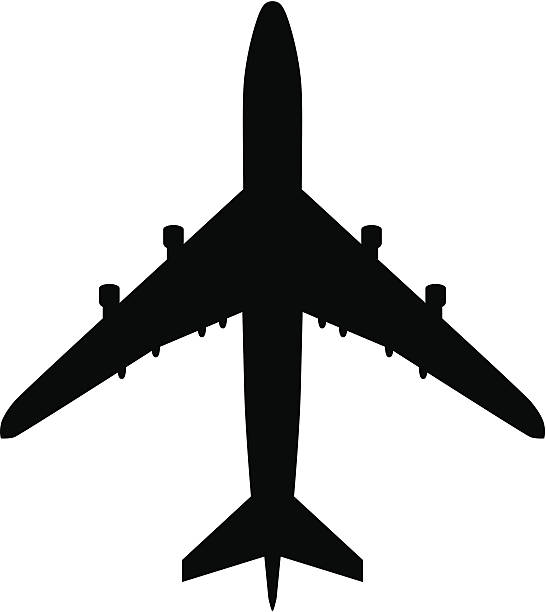Plane Airport symbol, or plane silhouette from above. airplane silhouettes stock illustrations