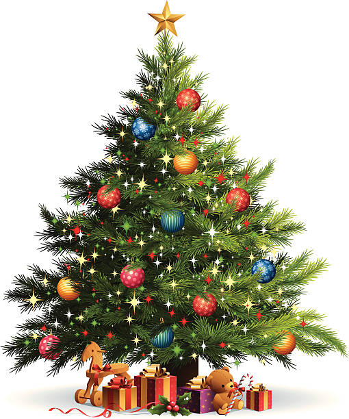 bildbanksillustrationer, clip art samt tecknat material och ikoner med christmas tree - julgran illustrationer