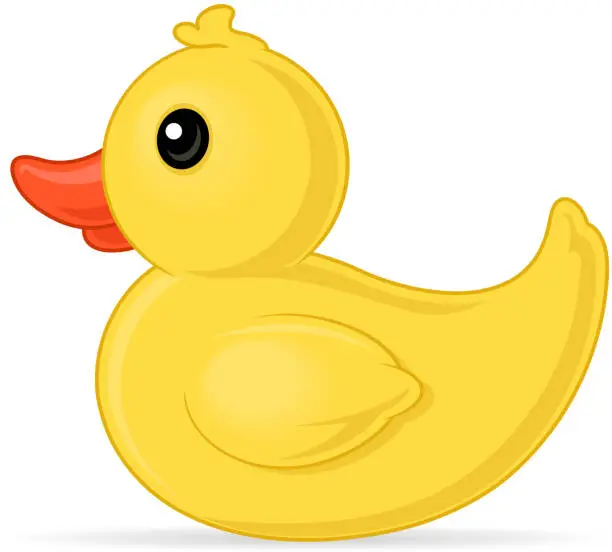 Vector illustration of Yellow rubber duck over white background