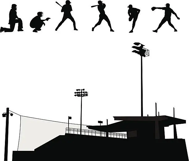Vector illustration of Baseball Stadium Vector Silhouette
