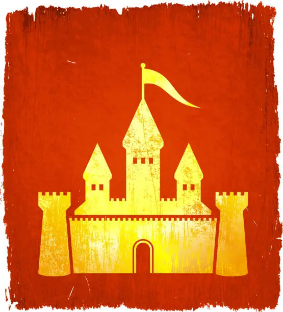 Vector illustration of Medieval Castle on royalty free vector Background