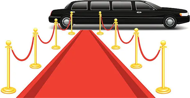 Vector illustration of Limo and red carpet