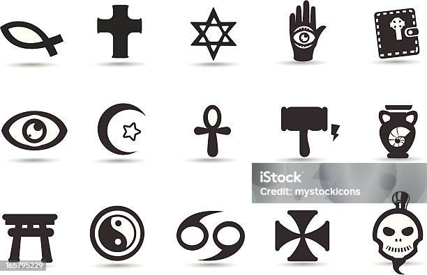 Религиозные Символы — стоковая векторная графика и другие изображения на тему Инь-ян - Инь-ян, Анк, Астрология