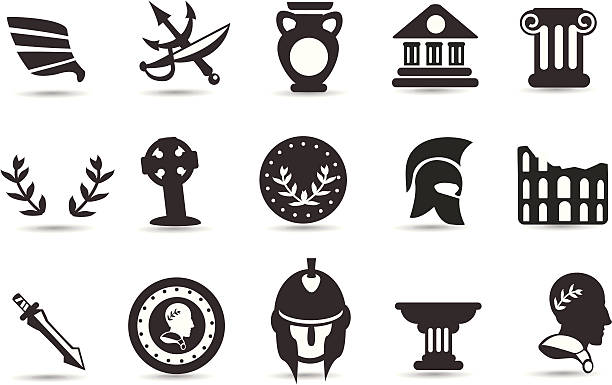 Ancient Rome Symbols A set of mixed ancient roman symbols from mystockicons. ancient coins of greece stock illustrations