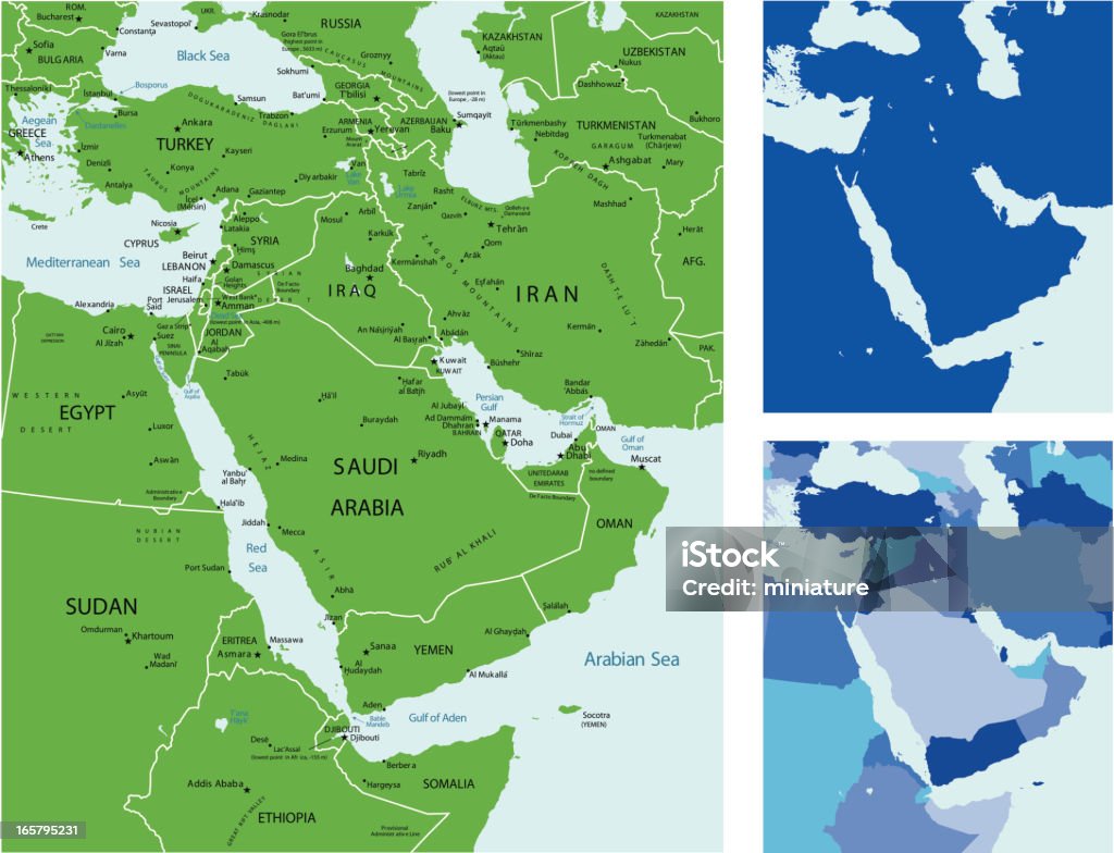 Carte du Moyen-Orient - clipart vectoriel de Carte libre de droits