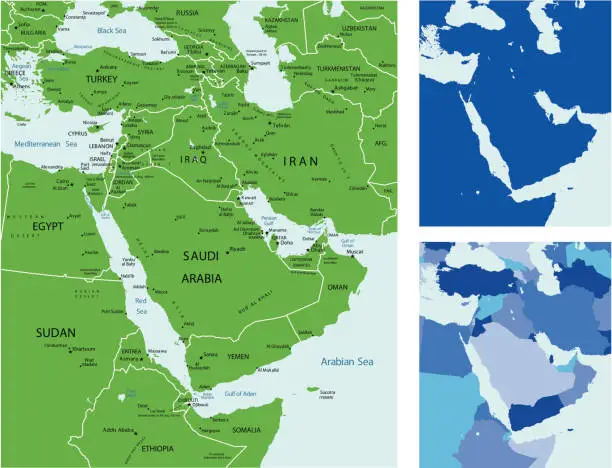 Vector illustration of Middle east map