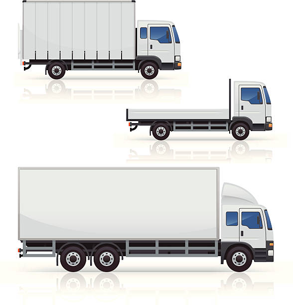 ilustrações, clipart, desenhos animados e ícones de ícones de caminhão comercial - truck white semi truck isolated