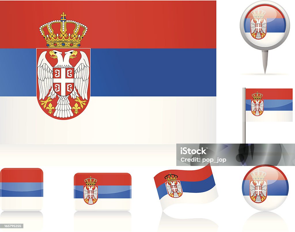 Bandeiras da Sérvia-conjunto de ícones - Royalty-free Bandeira arte vetorial
