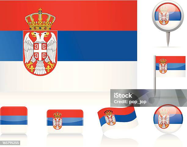 Bandeiras Da Sérviaconjunto De Ícones - Arte vetorial de stock e mais imagens de Bandeira - Bandeira, Bandeira Nacional, Bandeira da Sérvia