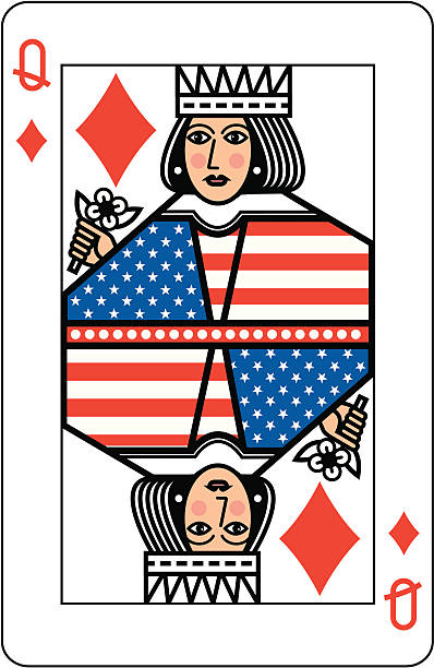 karodame amerikanische flagge - queen of diamonds stock-grafiken, -clipart, -cartoons und -symbole