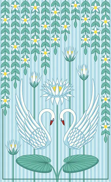 Vector illustration of Swans in Love