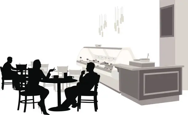 Vector illustration of Over Coffee Vector Silhouette