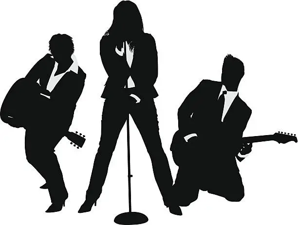Vector illustration of Rock and roll band wearing business suits