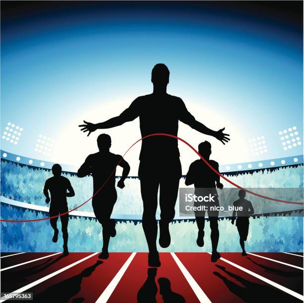 Crossing The Finish Line Stock Illustration - Download Image Now - Running, Track Event, Finish Line