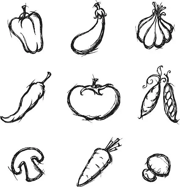 Vector illustration of Vegetable Doodle Set