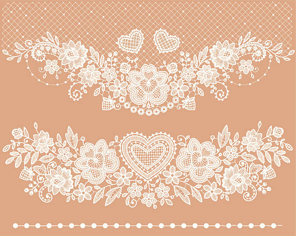 인명별 레이스 클립 아트. - lace frame retro revival floral pattern stock illustrations