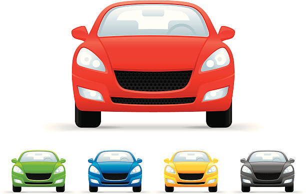 Cars icons set Isolated vector car icons on white background front view stock illustrations
