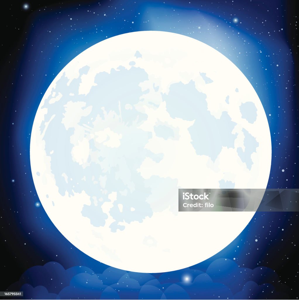 Pleine Moon - clipart vectoriel de Bleu libre de droits