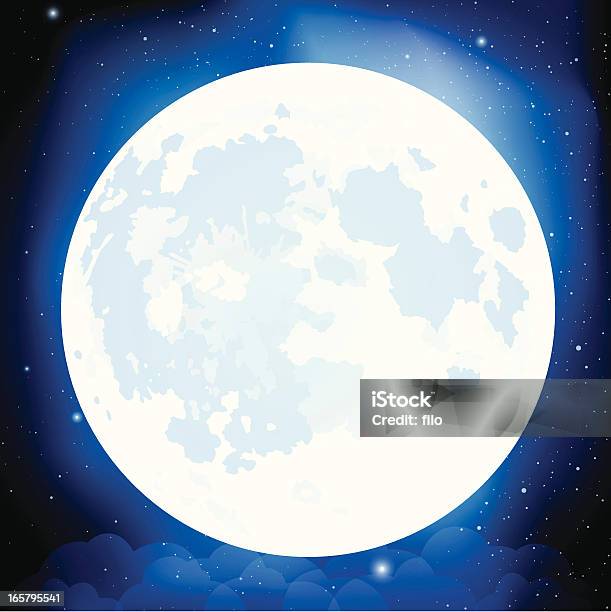 Luna Piena - Immagini vettoriali stock e altre immagini di Blu - Blu, Blu scuro, Cielo