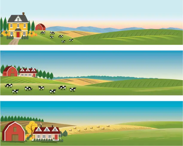 Vector illustration of Rural Landscape Banners