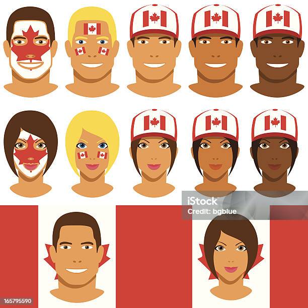 Kanadier Fans Patriot Mit Flagge Von Kanada Stock Vektor Art und mehr Bilder von Ahornblatt - Ahornblatt, Avatar, Bemaltes Gesicht