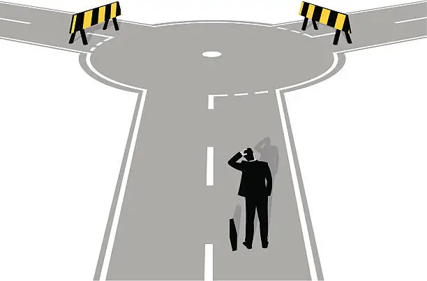 Vector illustration of Roadblock ahead