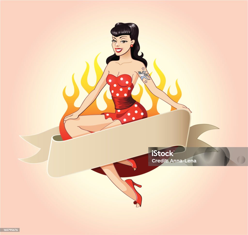 Rockabilly banner Banner design with a cute rockabilly-girl. Pin-Up Girl stock vector