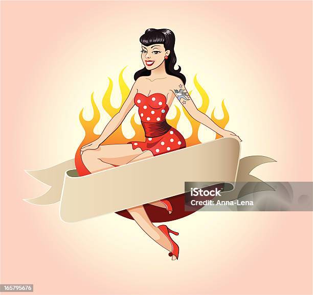 Rockabilly Banner Stock Illustration - Download Image Now - Pin-Up Girl, Retro Style, Women