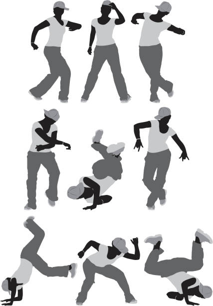 ilustraciones, imágenes clip art, dibujos animados e iconos de stock de mujer breakdance - baseball cap hat multiple image color image