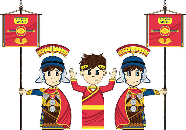 Cute Roman Centurions With Emperor Stock Illustration - Download Image Now  - Adult, Armed Forces, Brown Hair - iStock