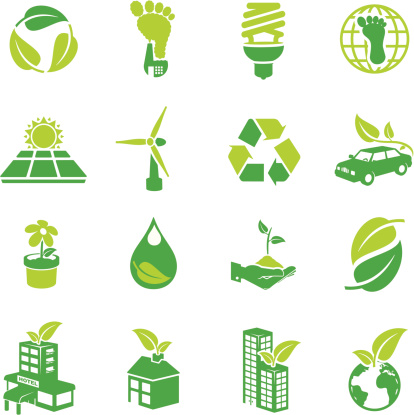 Green eco-friendly icon set.