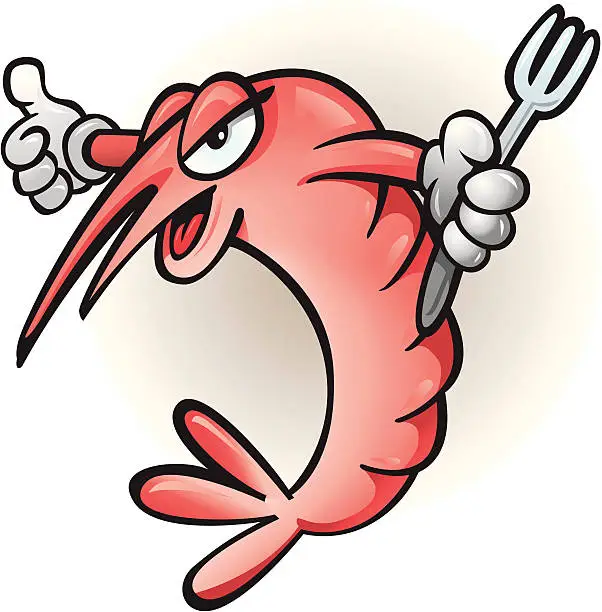 Vector illustration of cartoon of a shrimp