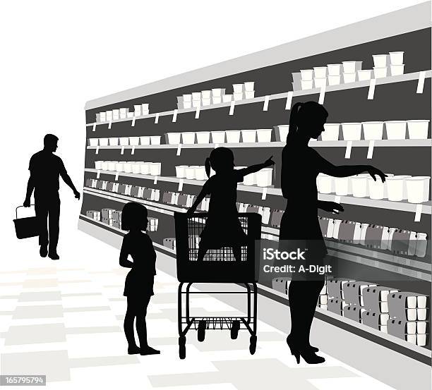 Детский Ngroceries — стоковая векторная графика и другие изображения на тему Силуэт - Силуэт, Супермаркет, Полка