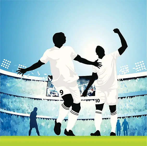 Vector illustration of Celebrating a goal