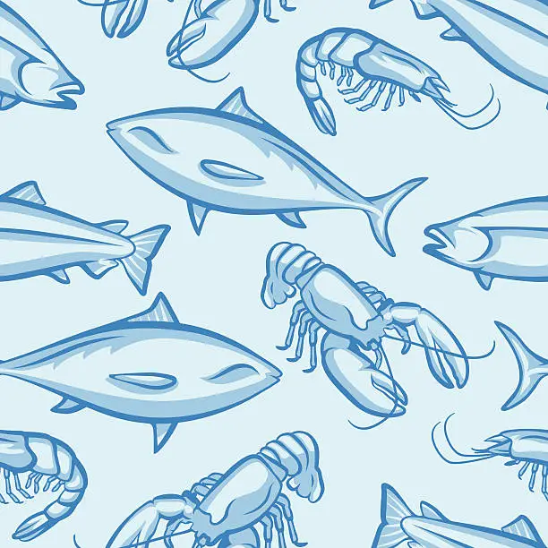 Vector illustration of Seamless Seafood